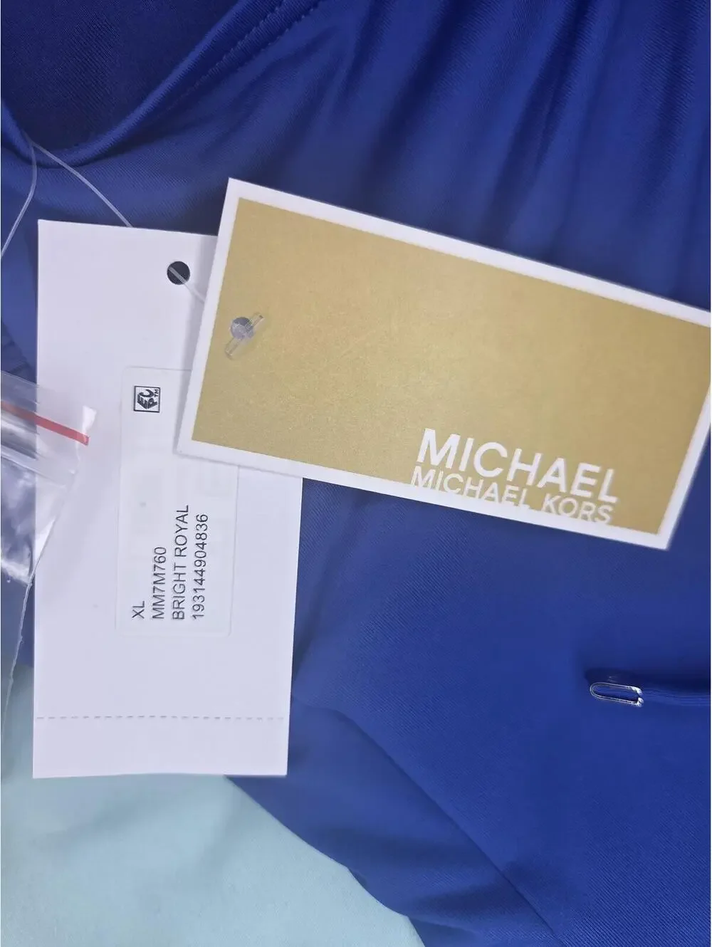 Michael Kors Royal Blue Ruched Swim Top Size XL New With Tags